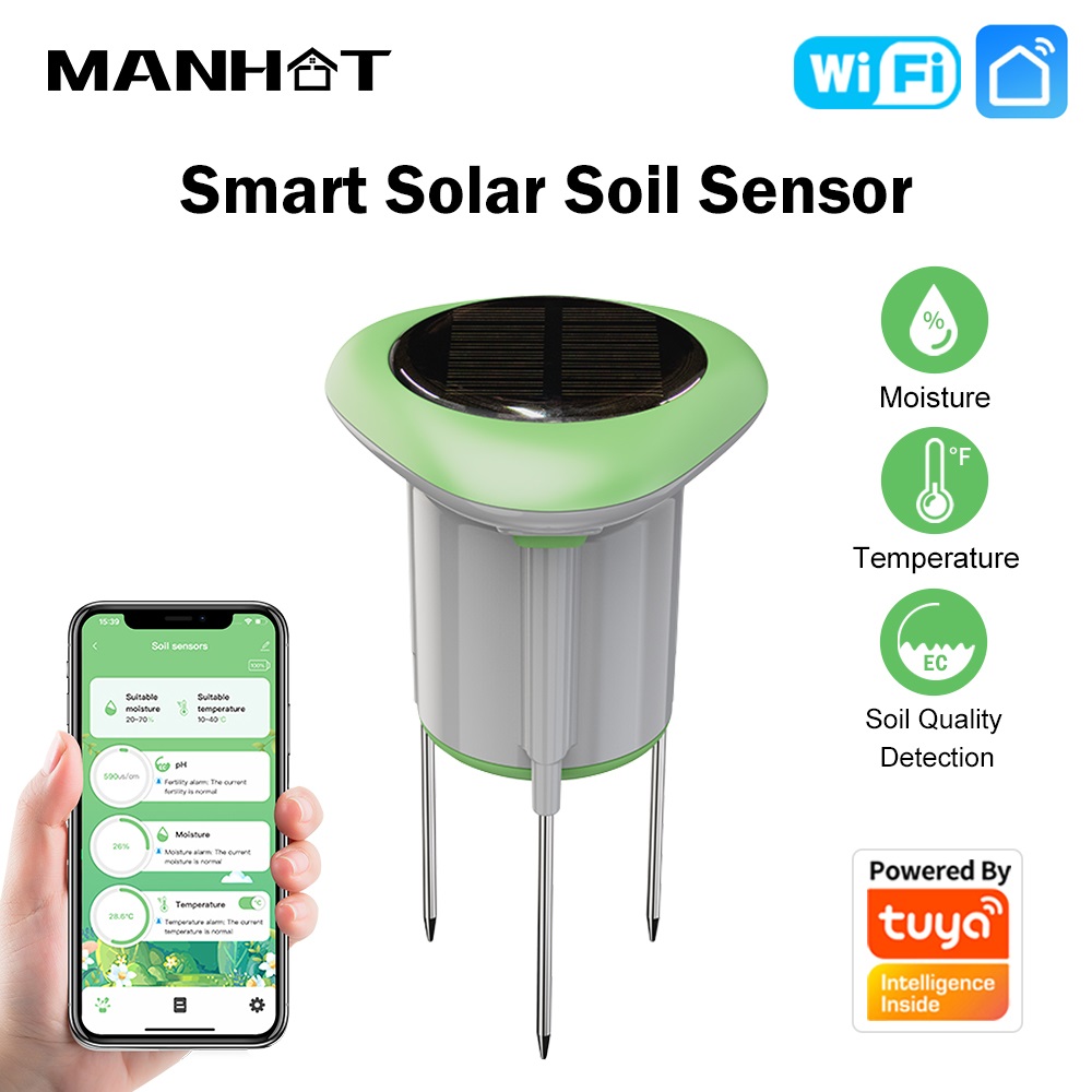 Smart Garden Sensors - Sensore Solare WiFi Intelligente MANHOT 3-in-1